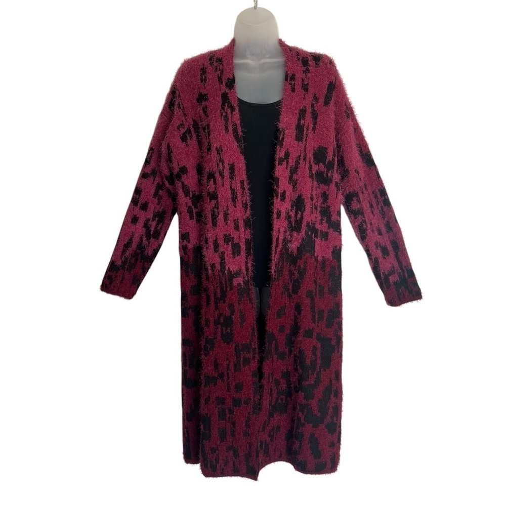 NWT New Directions Long Cardigan Sweater Animal Print  Ombré Light To Dark Sz M